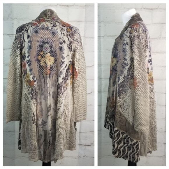 Kamana M Open-Front Multi-Pattern Mesh Blazer Jacket Cardigan - Picture 4 of 8